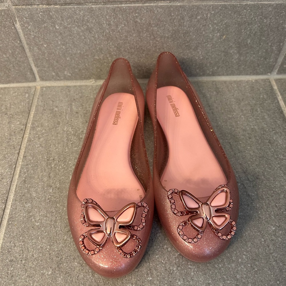 Mini Melissa Pink Glitter Ballet Flats